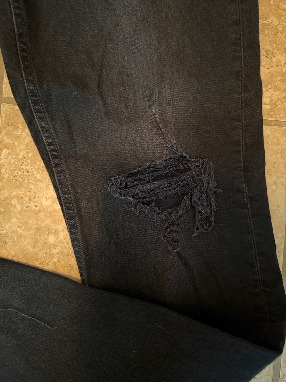 GAP Black CheekyStraight Leg Distressed Jeans size 30/10 Tall - Picture 3 of 12